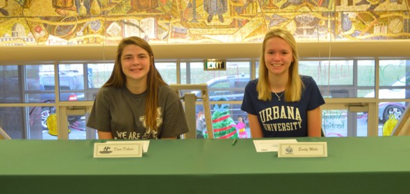 Emily Mohs and Dani Dehner sign National Letters of Intent.